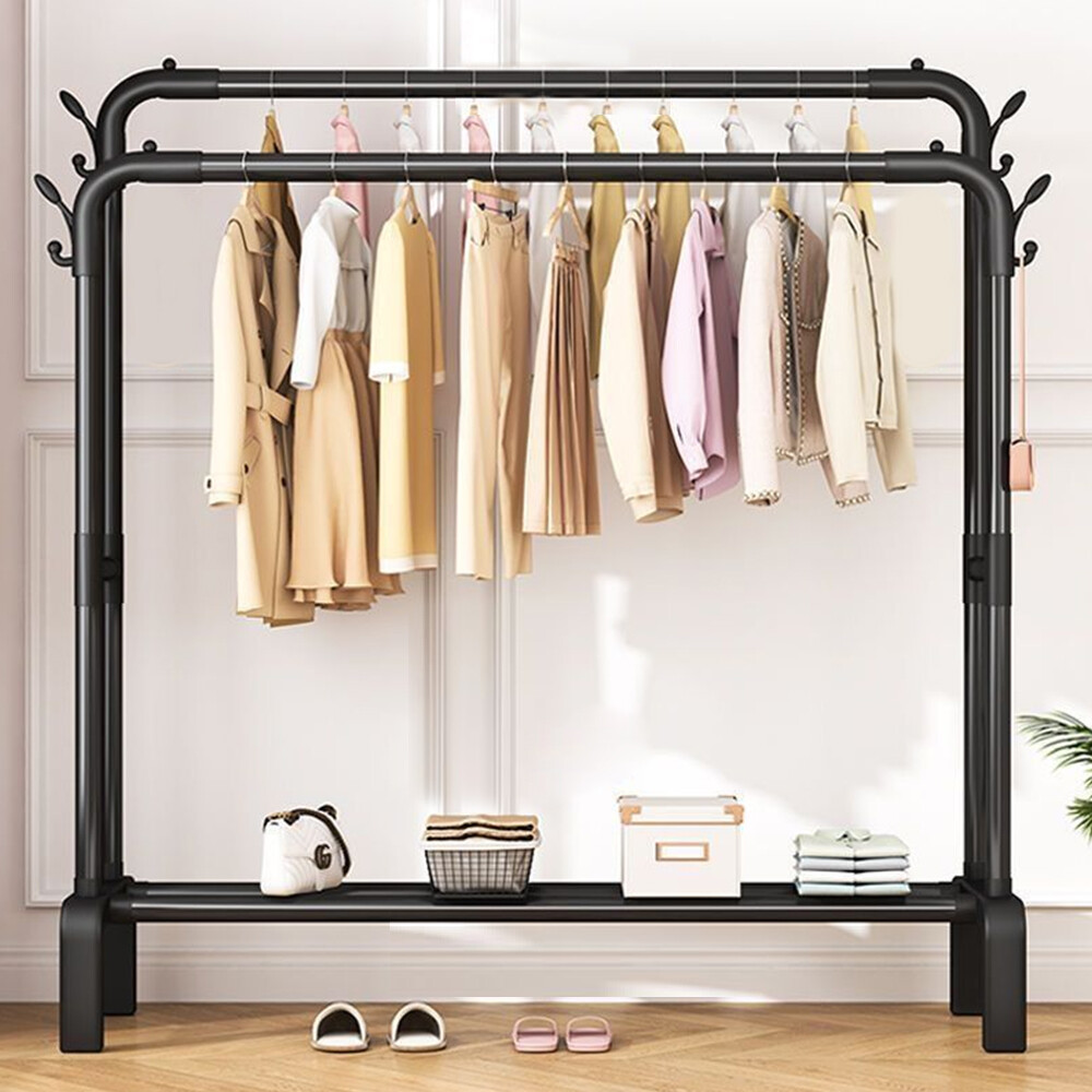 43.3" Heavy Duty Rolling Clothing Garment Rack, Double Rail Clothes Organizer
