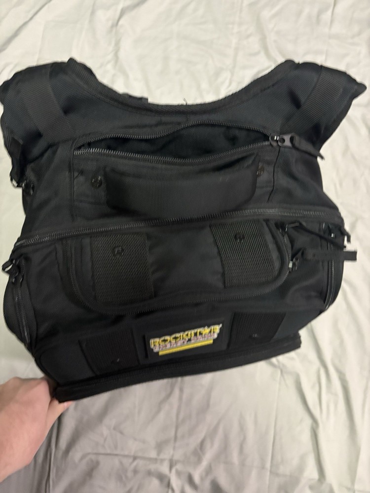 Rockstar Energy Drink Black Backpack Bag 9 Compartments School Work Causal