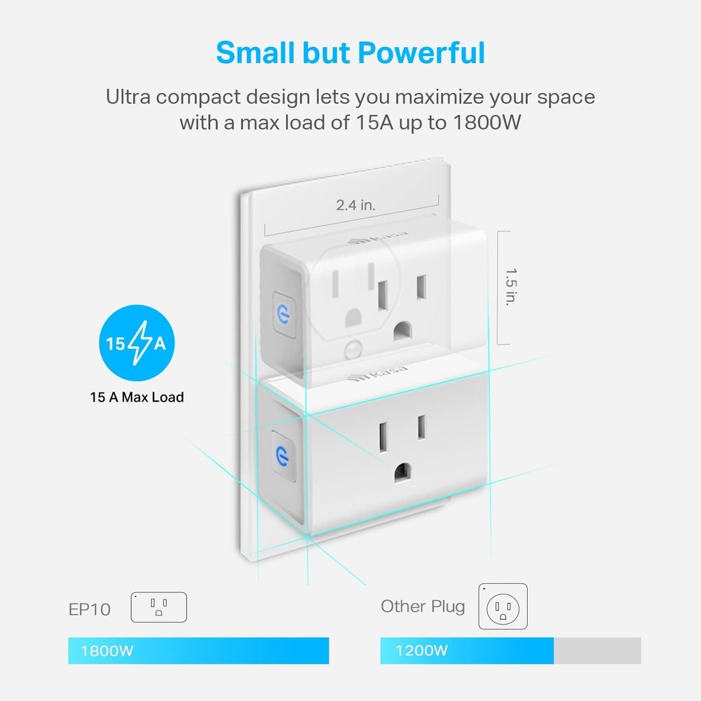 Smart Plug Ultra Mini 15A WiFi Alexa Google