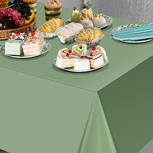 3Pack Plastic Tablecloths for Rectangle Tables, Light Green 3 Pack Sage Green