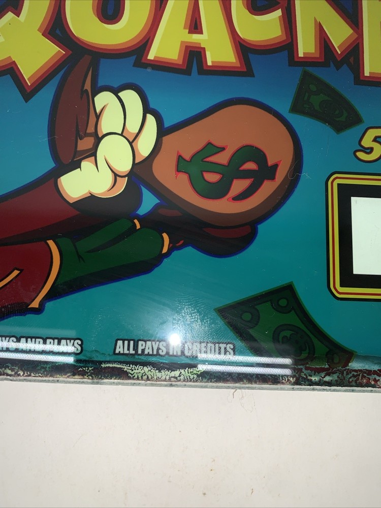 WMS GAMING CASINO SLOT MACHINE GLASS PANEL Quacker$ Quackers