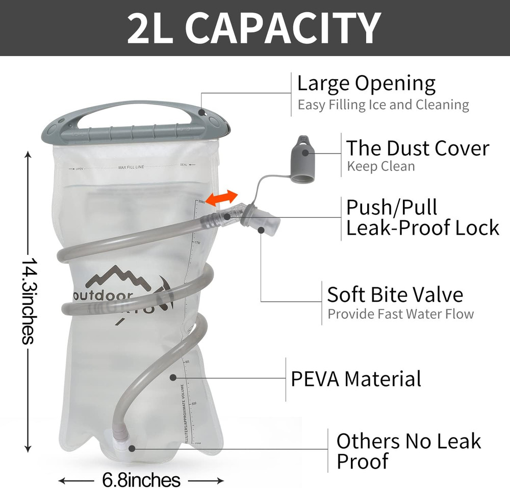 IX INOXTO Hydration Pack Backpack, Lightweight Water Backpack with 2L Hydration