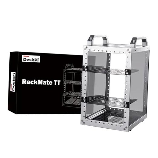 DeskPi RackMate TT Mini Server Cabinet for Mini PC, Network, Servers, Silver
