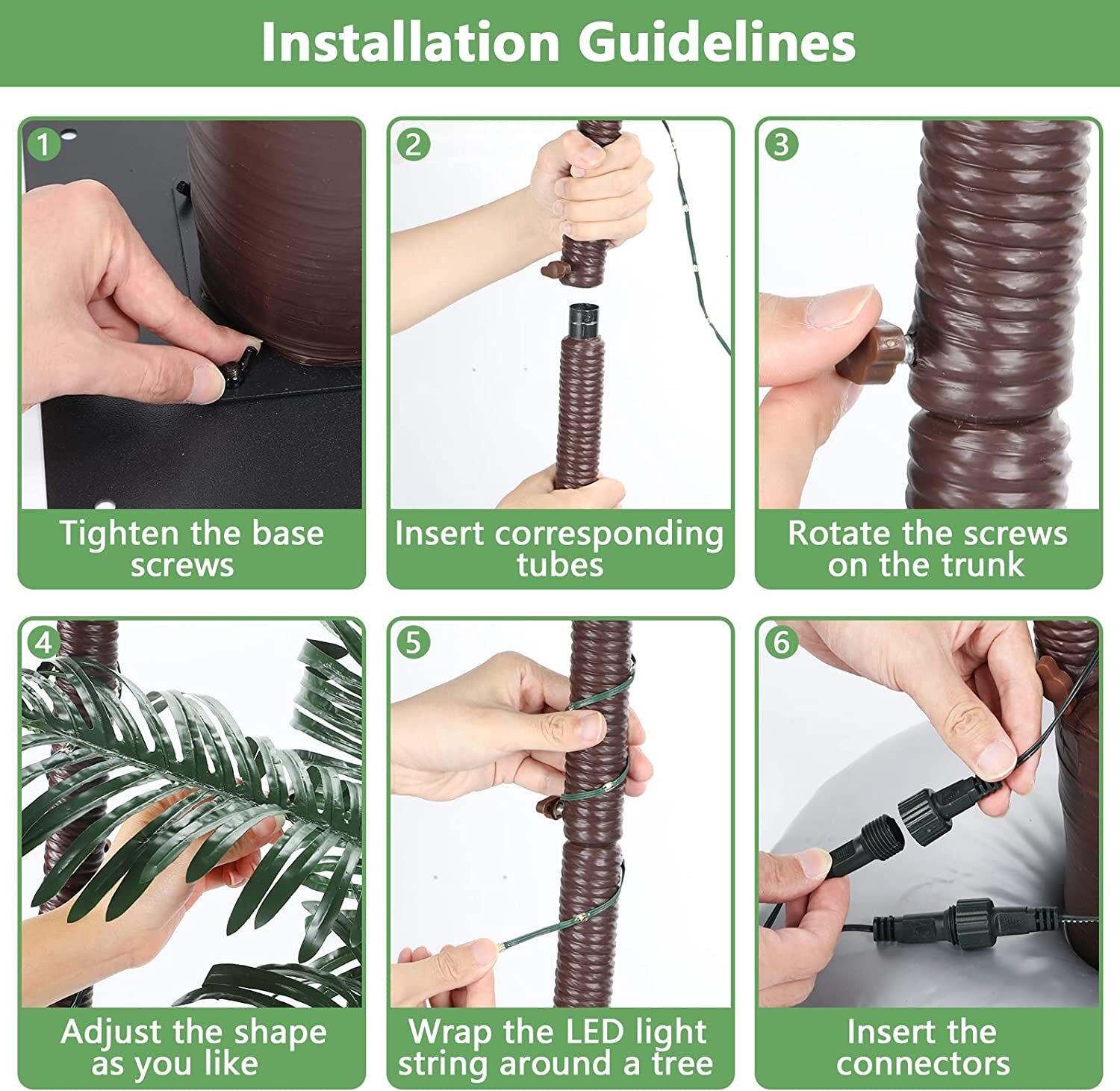 6ft Solar Lighted Palm Tree Artificial Fake Tree Lights Tiki Bar Pool Deck Decor