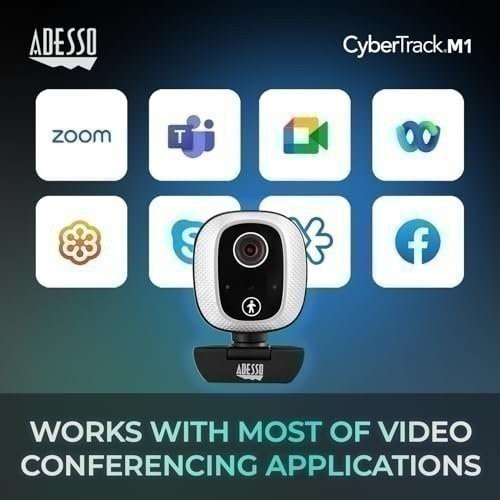 Adesso Motion Tracking 1080P Web Camera CyberTrack M1 H.264 Fixed Focus USB...