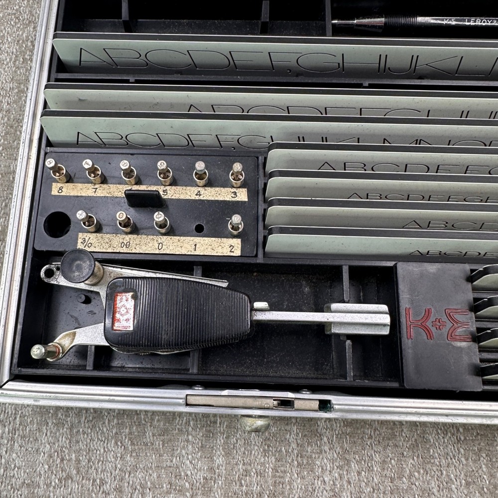Vintage K+E LEROY II Lettering Set Keuffel & Esser Engineering Drafting Tool Kit