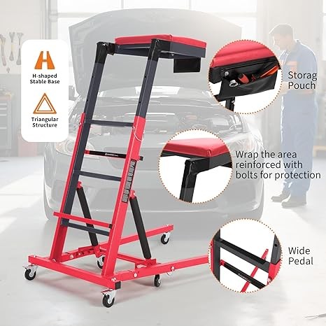 400LBS 48"-66" Automotive Engine Creeper Engine Creeper Workshop Creeper Red