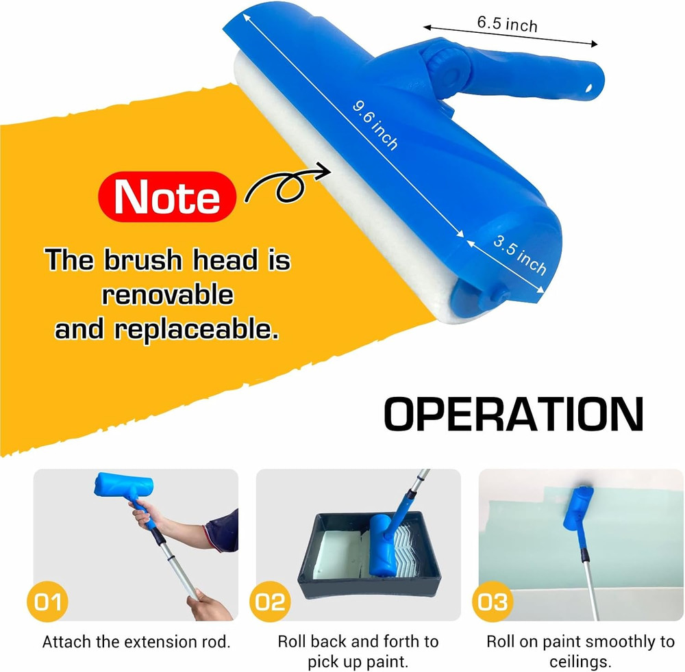 10 Inch Ceiling Paint Roller with Shield Roller and Shield with Adjustable Head