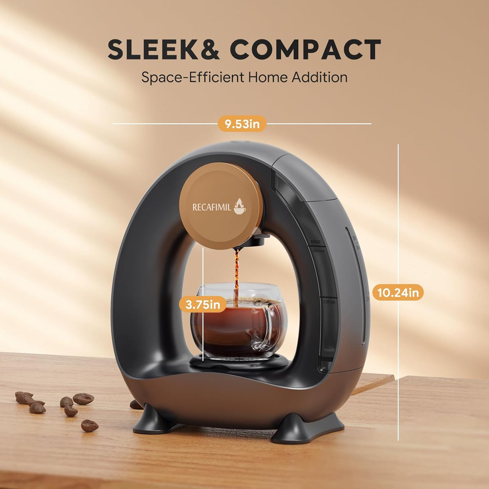 Compact Single Serve Coffee Maker for K Cups & Grounds, Fast 2-Minute Brew