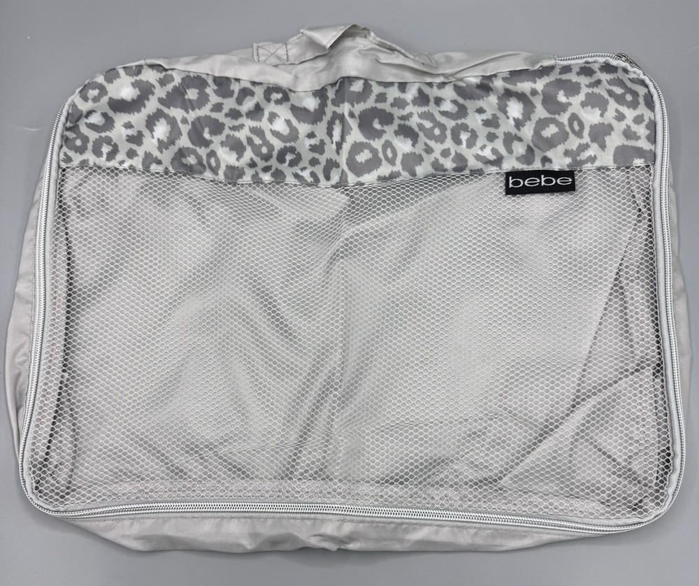 Bebe 3 Piece Packing Cube Set, Gray/Leopard Print