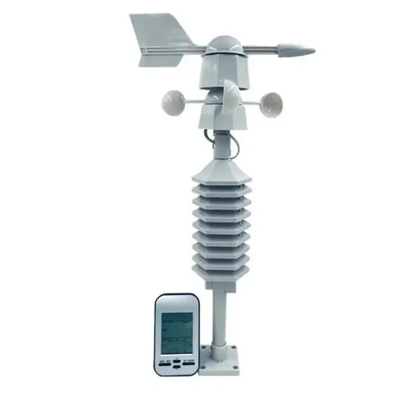 Wireless Anemometer Weather Station Clock Wind Speed Direction Temp Humidity