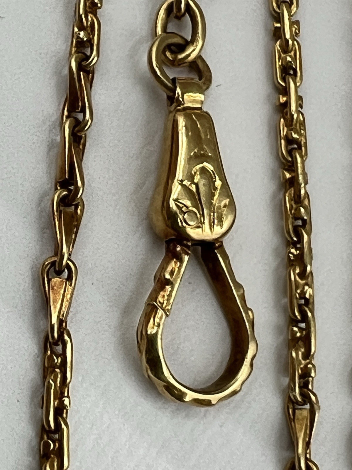 18k 750 Yellow Gold Antique Vintage Pocket Watch Chain - Unique & Unusual Link
