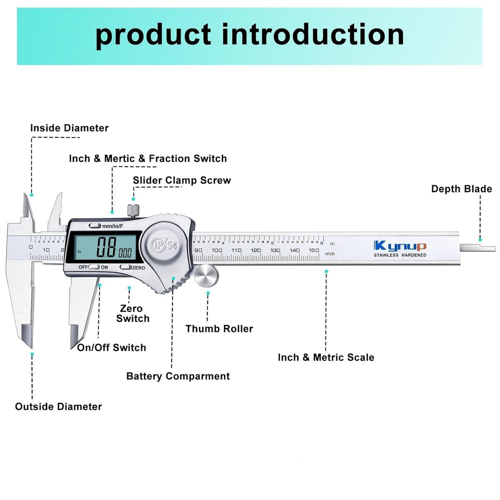 Digital Caliper, Caliper Measuring Tool Outside Micrometer, Vernier Dial Cali...