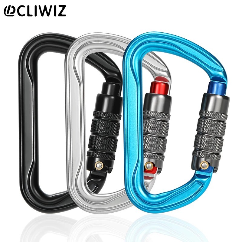 CARABINER STEEL Twist Lock 30KN Screw Locking Rock Climbing Hiking Gate Outdoor