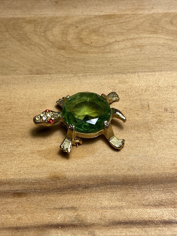 Vintage Rhinestone Turtle Brooch