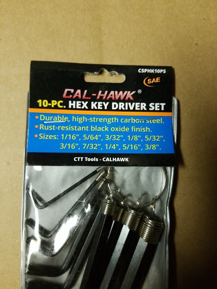 Cal-Hawk 10pc Hex Key Wrench Set - SAE