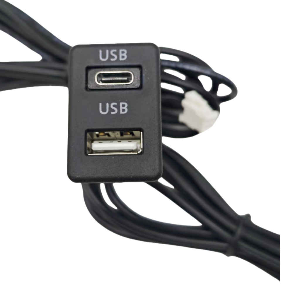 Dual USB Port Panel Interface 145cm Extension Cable For Car Android Navigation