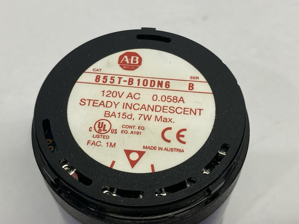 Allen Bradley 855T-B10DN6 Ser. B Steady Incandes. Stack Light Blue MISSING SEAL