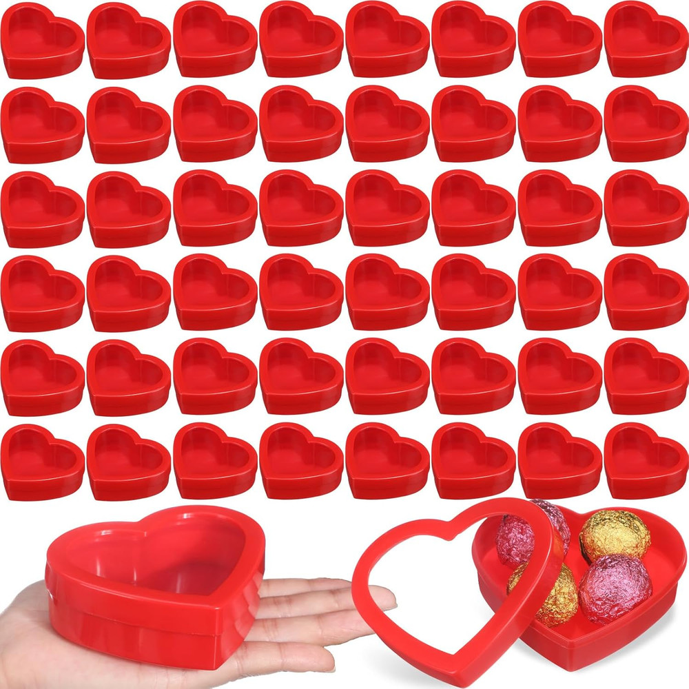 24 Pcs Small Heart Shaped Boxes with Window Valentine'S Day Gift Boxes Plastic S