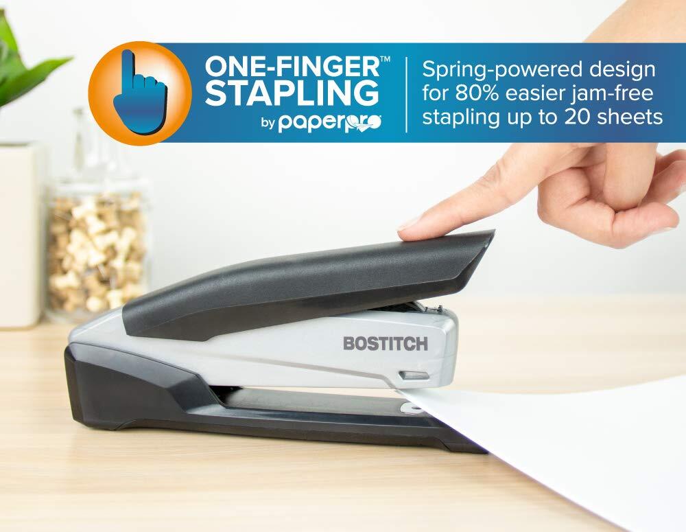Bostitch Easy Squeeze Stapler Gray 20 Sheets Capacity Ergonomic Design Jam Free