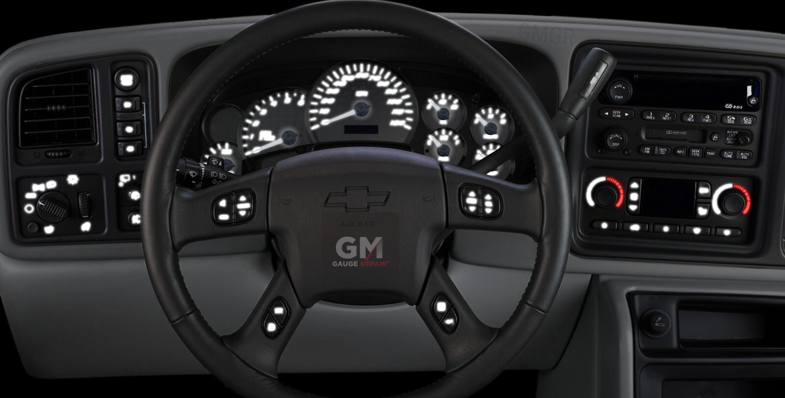 Left Dash Switches 4WD White LED Upgrade Kit for GM Trucks SUVs 2003 04 05 06