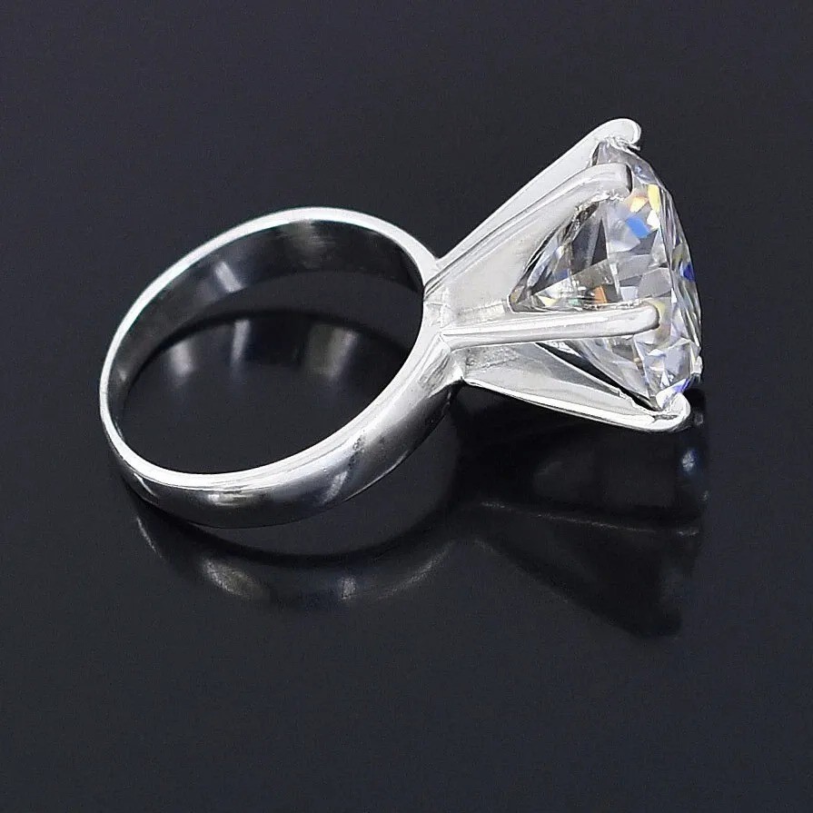 RARE 10.20 Ct White Treated Diamond Solitaire Ring-Certified ! 925 Silver