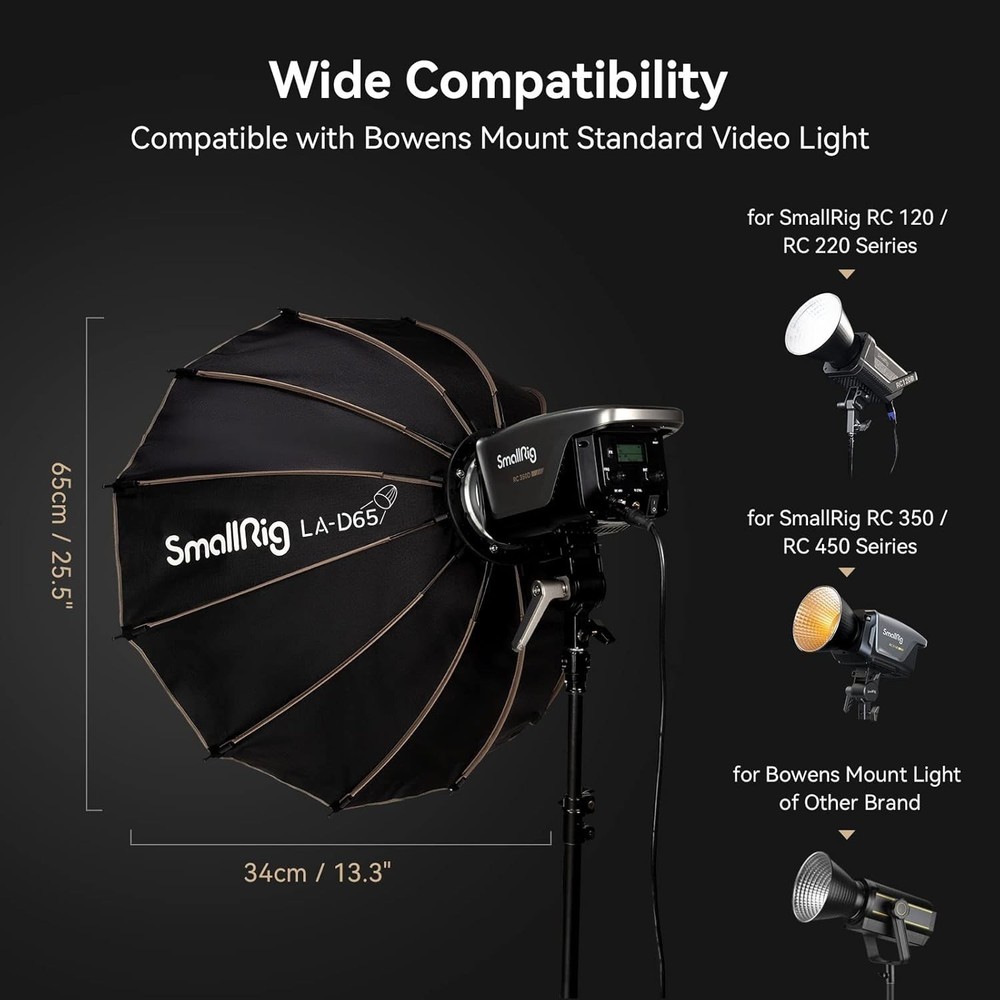 Professional 65cm Parabolic Softbox with Diffusers - Easy Quick Release Feature