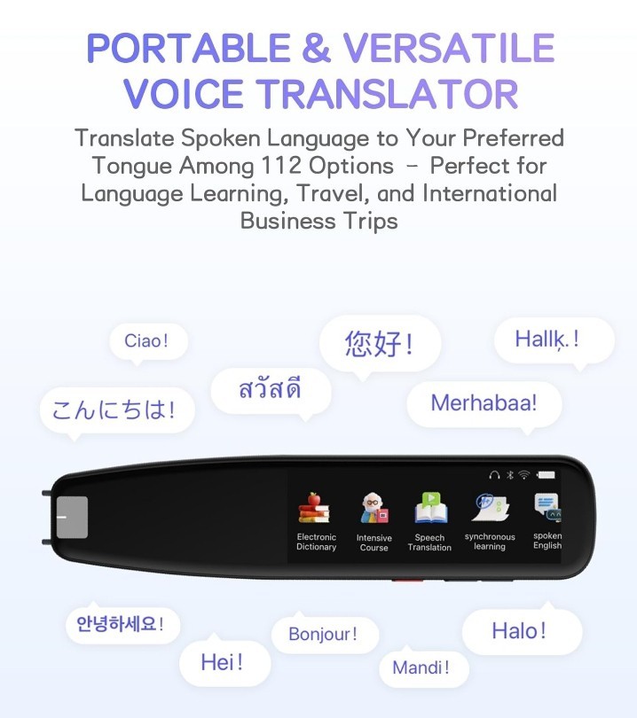 Scan Translator Pen, High-Accuracy Text-to-Speech Device Supporting 112 Language