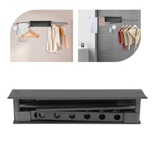 Foldable Wall Clothes Dryer Laundry Drying Rack Wall Mounted Clothes Rack Gray