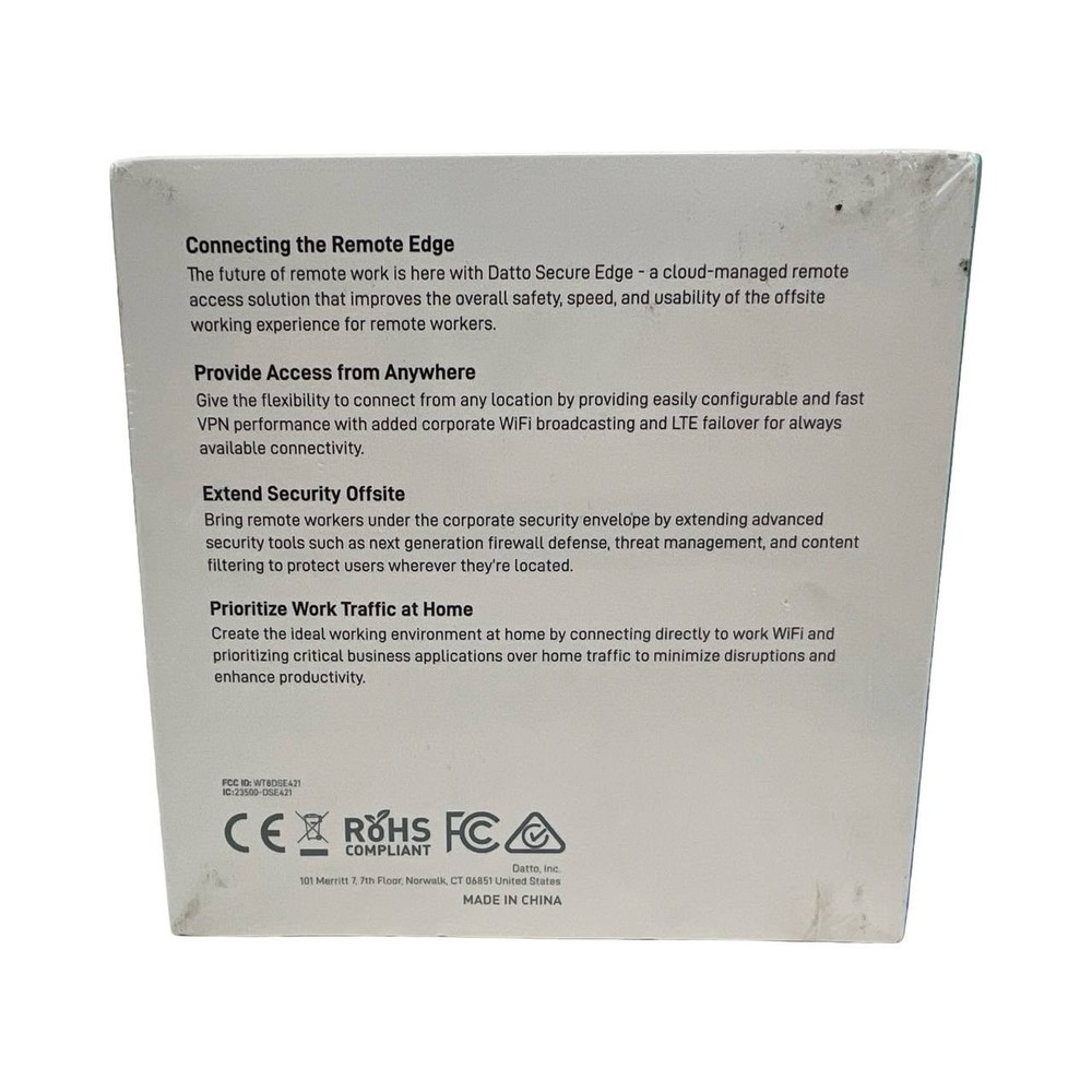 New Sealed Datto Secure Edge DSE421 Wireless Network Access for Remote Workers