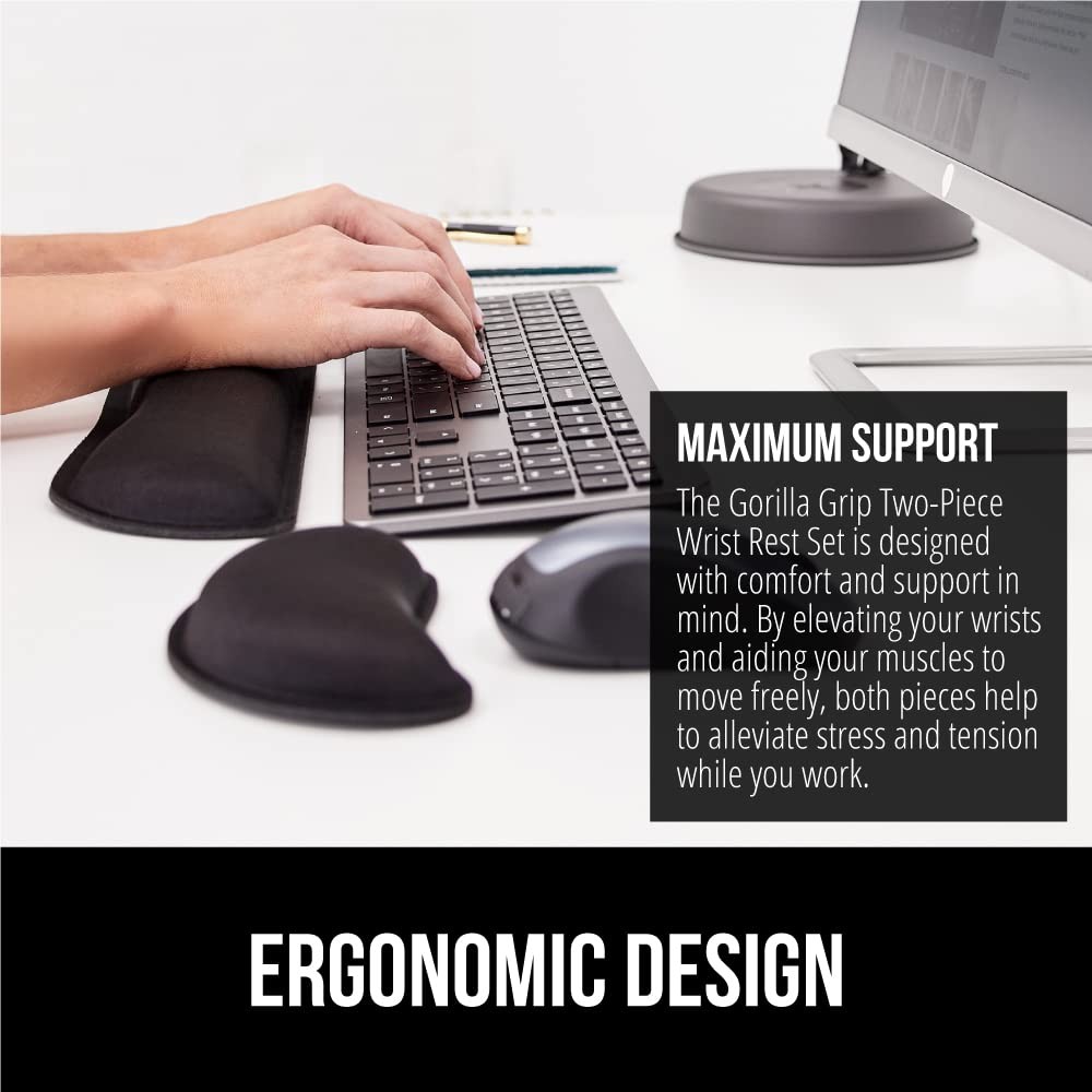 GORILLA GRIP Silky Memory Foam Wrist Rest for Computer Keyboard, Mouse, Ergonomi
