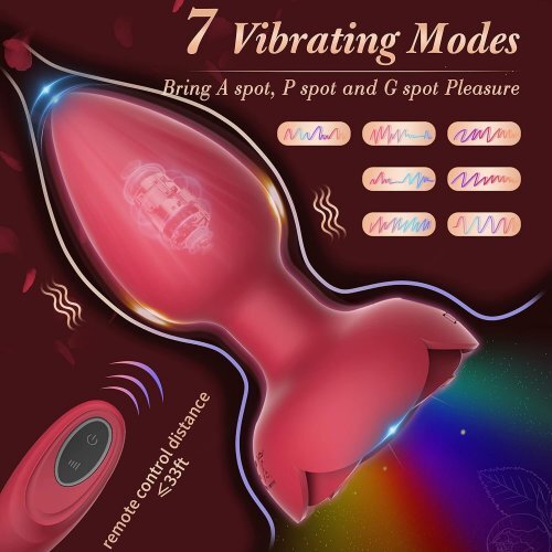 Rosebud Tushy Remote Controlled Light Up Silicone Butt Plug
