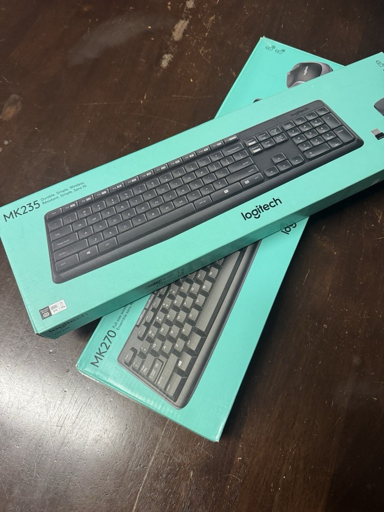 Logitech MK235 MK270 Wireless Keyboard Mouse Bundle Plug & Play Black