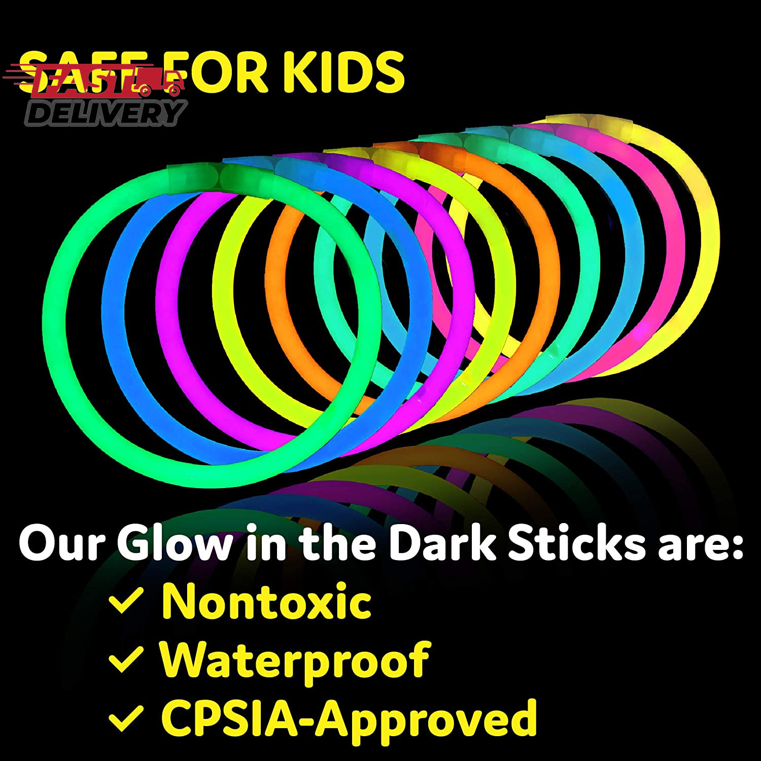 Partysticks Glow Sticks Party Supplies 100Pk - 8 Inch Glow in the Dark Light up