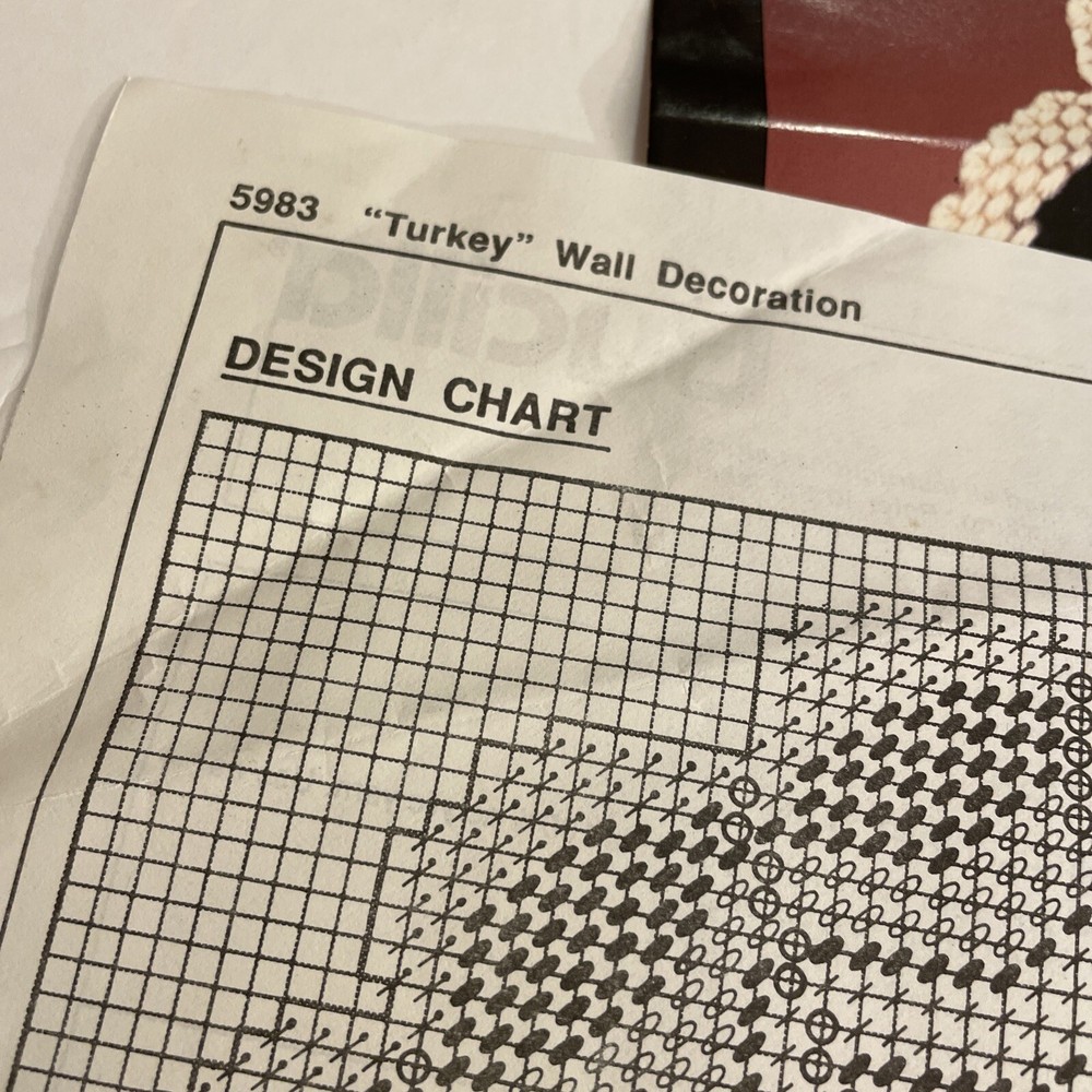 vtg 1990 Bucilla Plastic Canvas Thanksgiving Turkey Wall decor PATTERN ONLY fall