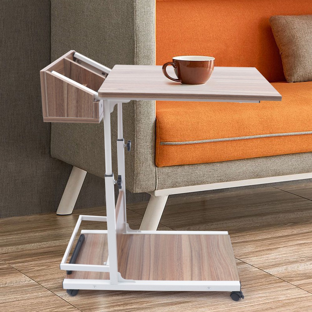 Adjustable Height Laptop Desk Rolling Bedside Table Computer Over Bed Standing