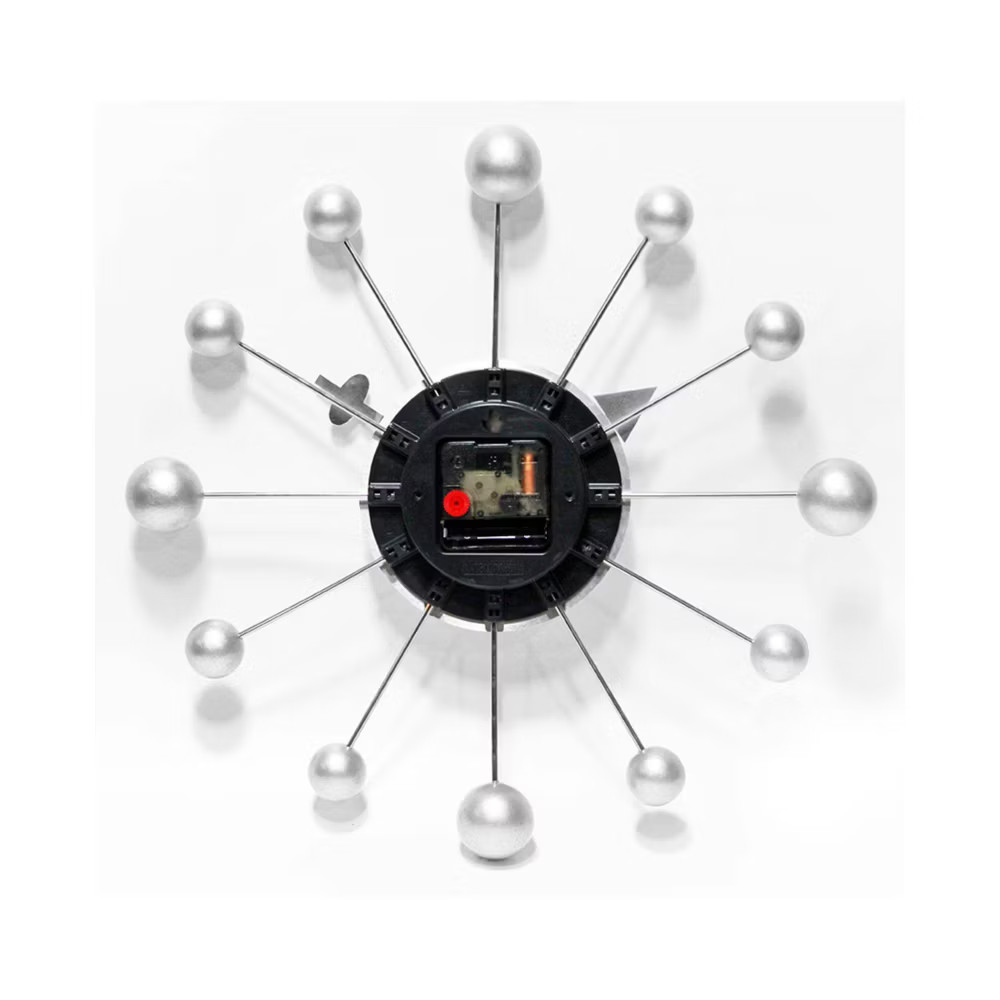 15" Orb Spoke Retro Wall Clock Silver - Infinity Instruments: Modern Design,