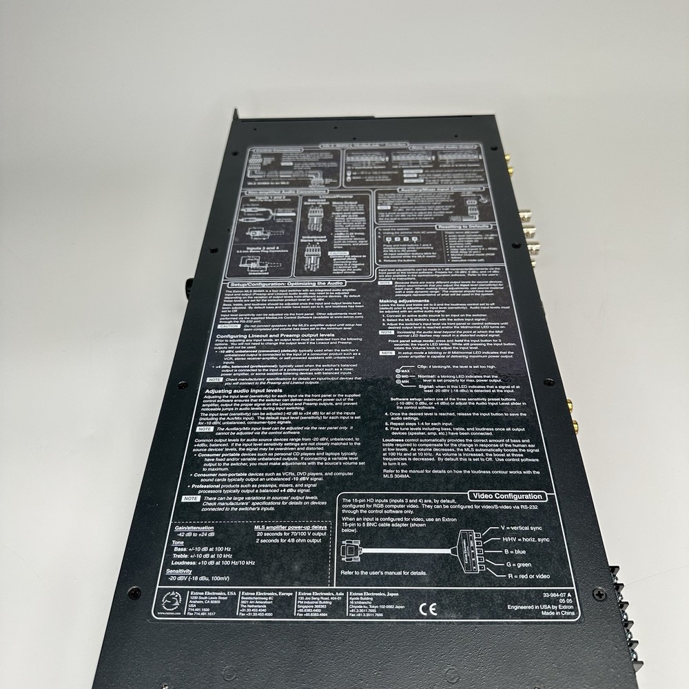 Extron MLS 304MA Multi-Format Switcher with 24W Mono Amplifier – 4 Inputs