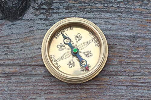 Solid Brass Compass with Leather Case – Engraved Quote “Do Not Go Where The