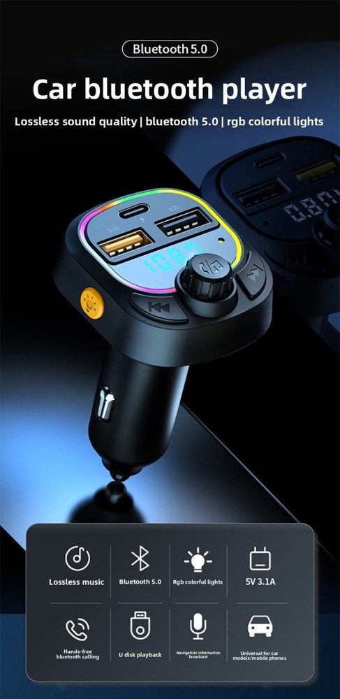 Bluetooth Car MP3 Player FM Transmitter with Dual USB Fast Charger