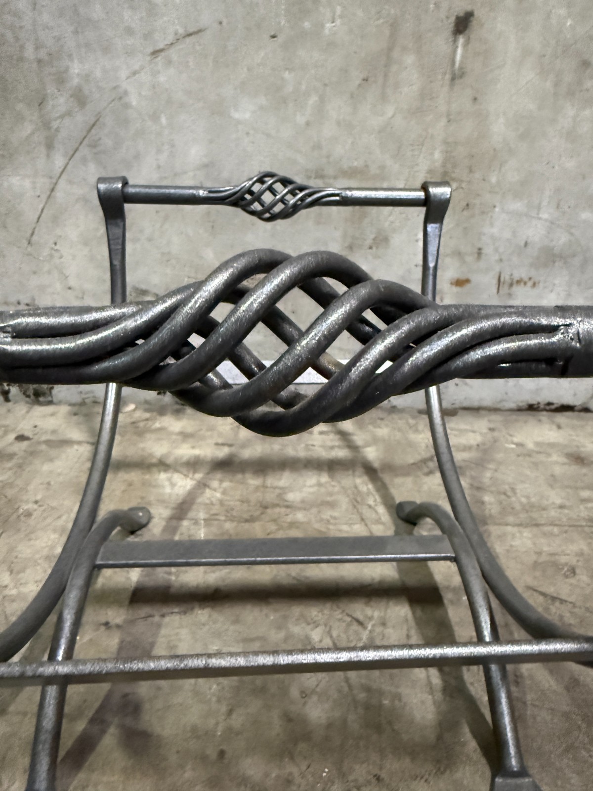 Vintage Wrought Iron Log Holder Fireplace Rack Twisted Scroll 20.5”