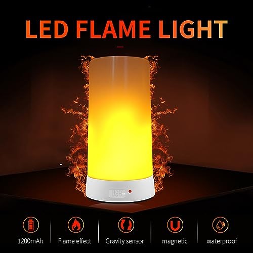 LED Flame Effect Light, Flame Lamp with Remote & Timer, USB Rechargeable 4 1pcs