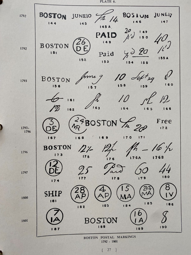 "SCARCE", Postal Markings of Boston Massachusetts To 1890