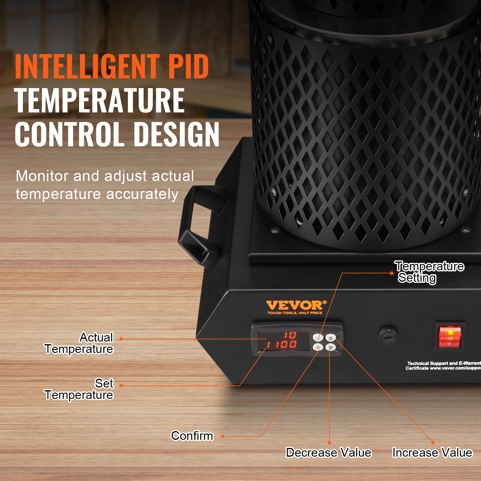 VEVOR Gold Melting Furnace 1350W Electric Digital Smelting Furnace 2 Crucibles