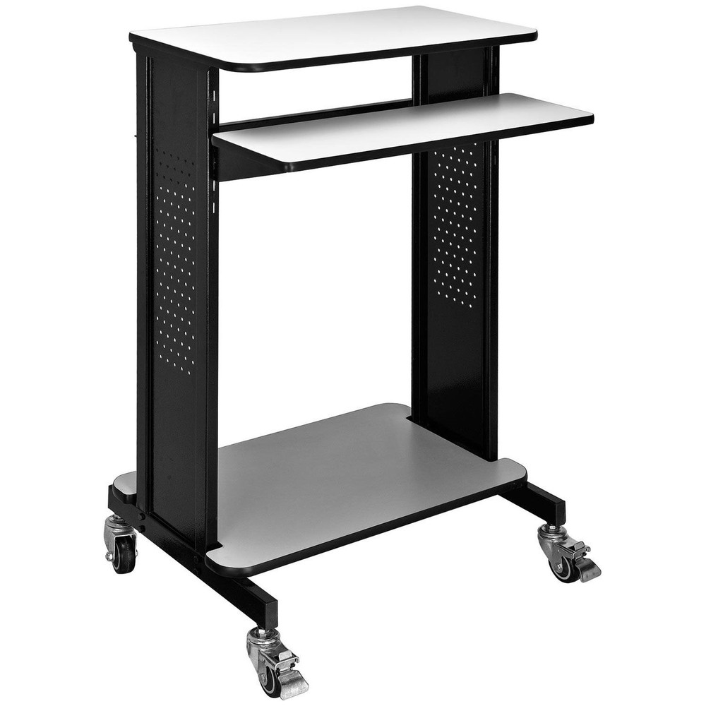 Mobile Computer Workstation with Keyboard Mouse Tray 46"H