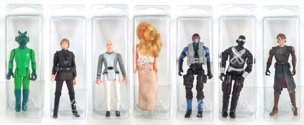 Star Wars Action Figure Blister Case Lot (100) Protective Small Stackable Cases