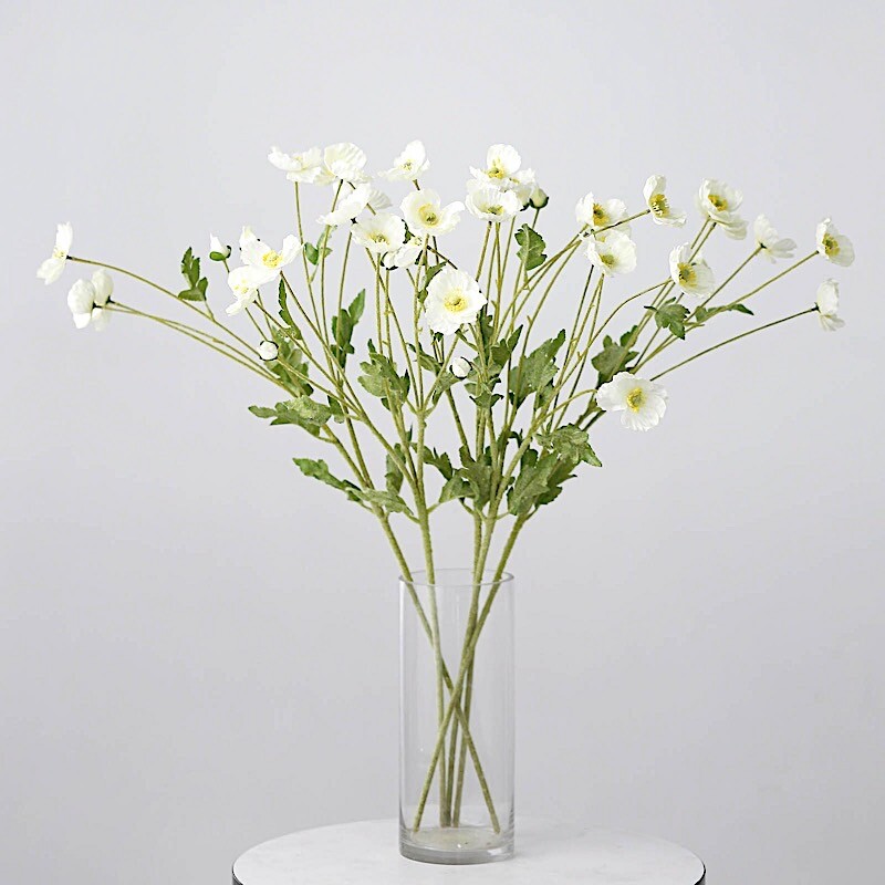 2 Bushes 33" Long Stem Silk Artificial Poppy Flower Sprays Party Decorations