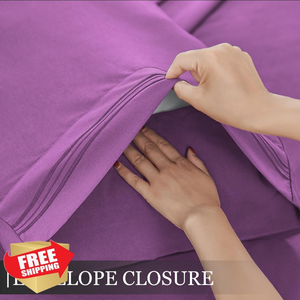 King Purple Microfiber Cooling Bed Sheet Set Deep Pocket Hypoallergenic