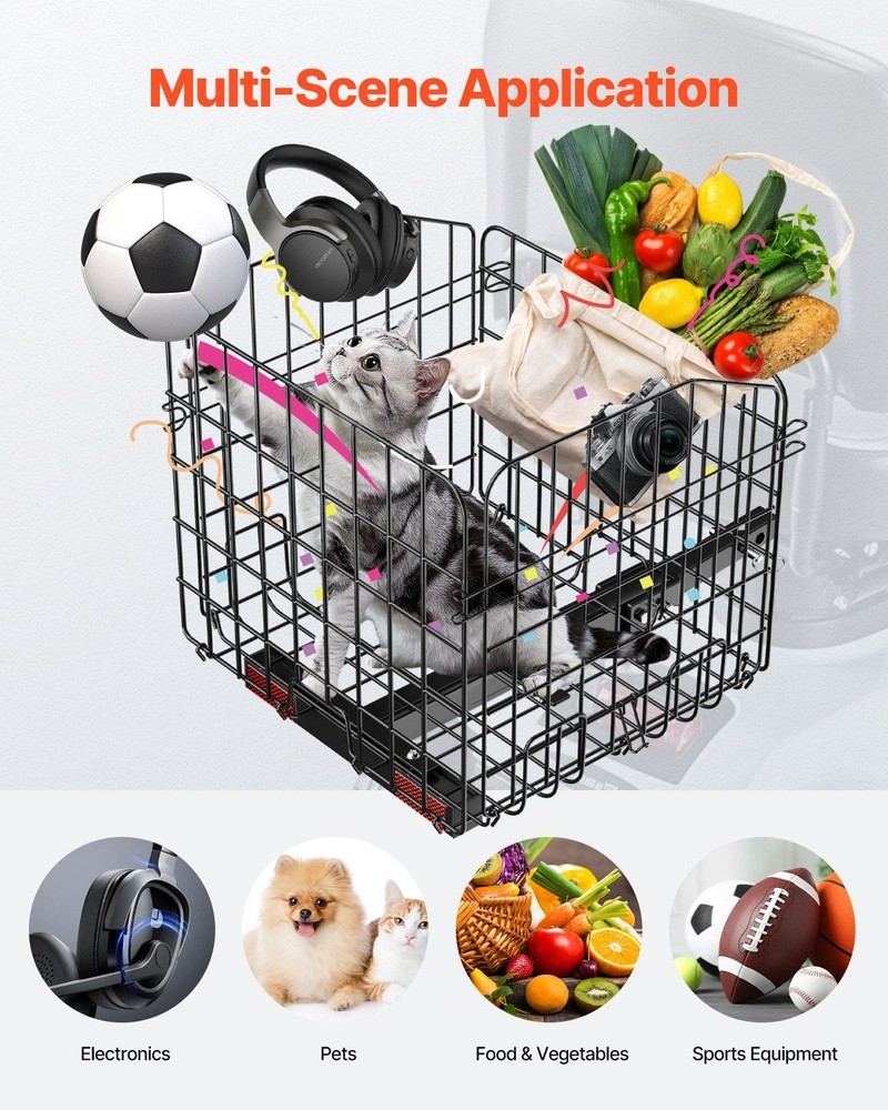 Rust-Proof 33lb Foldable Scooter Cargo Basket, 1in Receiver Fit