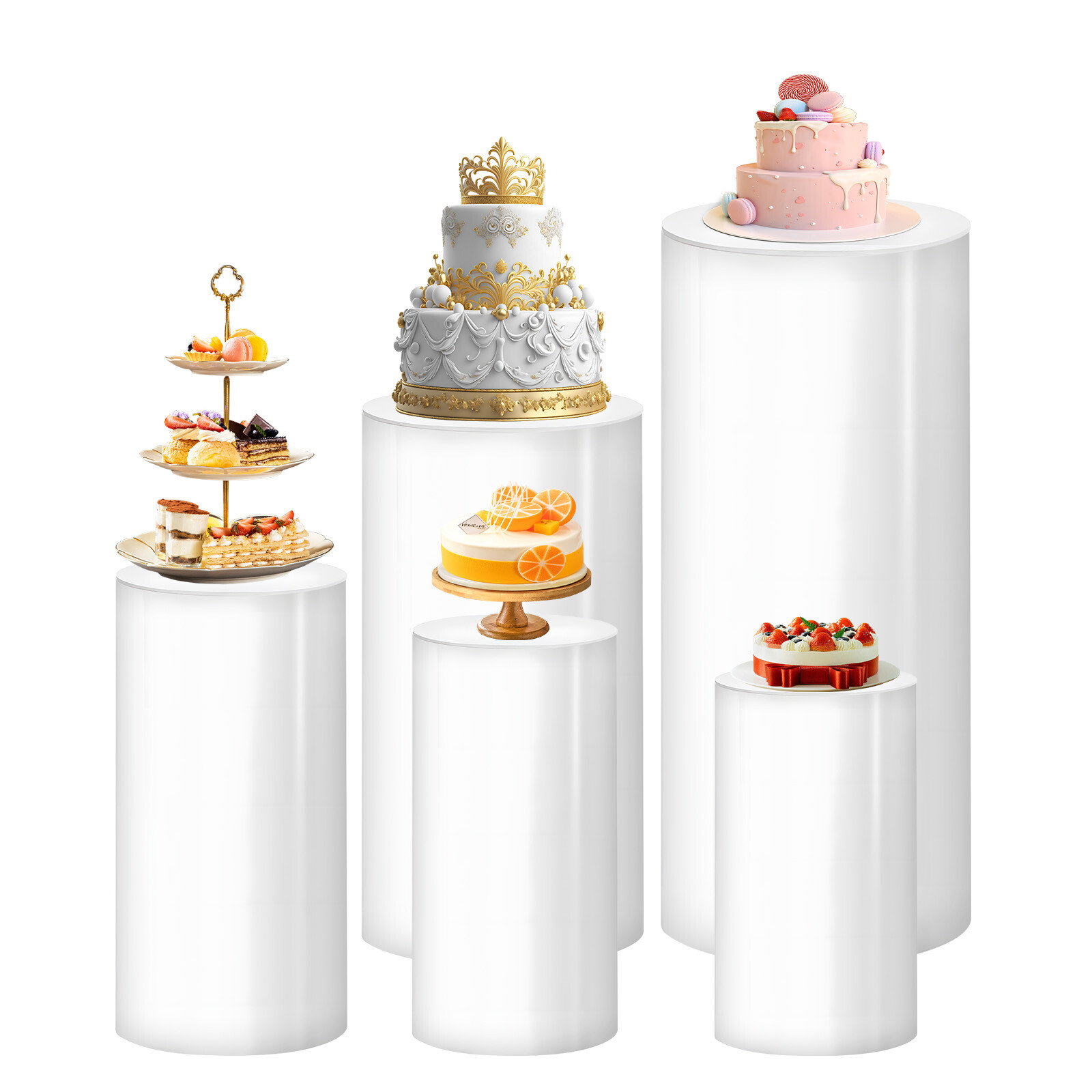 3Pcs/5Pcs Round Cylinder Pedestal Stand for Wedding Party Display Stand Decor